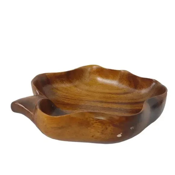 Vtg Blair Hawaii Honolulu Monkey Pod Wood Leaf Bowls 6pc Set 1960s Serving Tray